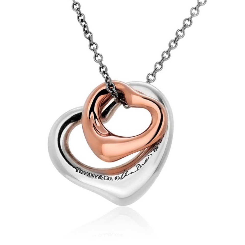 Excellent condition Tiffany & Co Open Heart necklace with double mini hearts